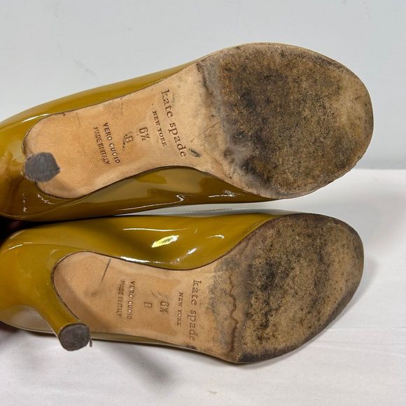 Kate Spade Patent Leather Round‎ Toe Pump Heels Womens 6.5 Tan - Picture 8 of 12